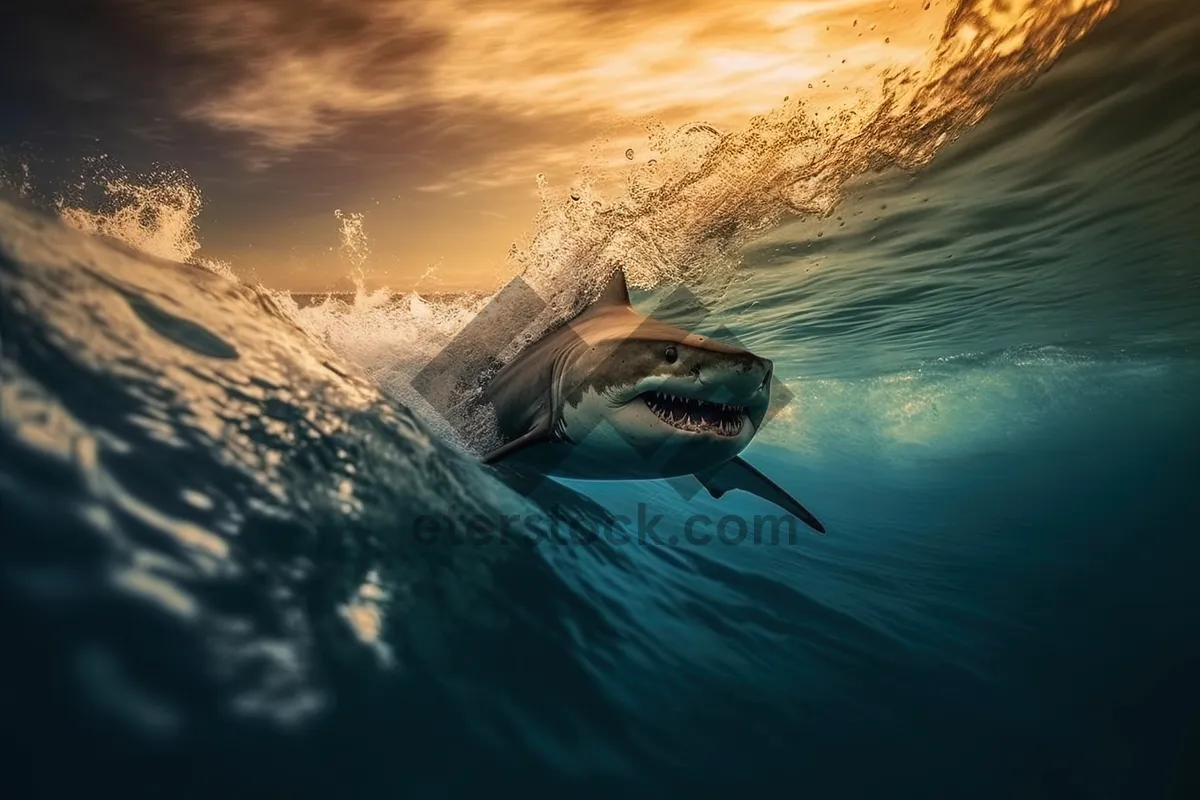 Picture of Shark swimming in tropical ocean waters