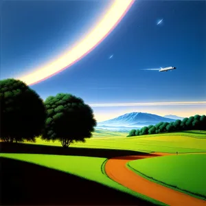 Serene Summer Countryside: Vast Horizon and Verdant Meadow