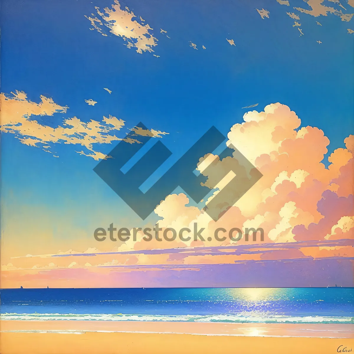 Picture of Sunset over Tranquil Tropical Beach