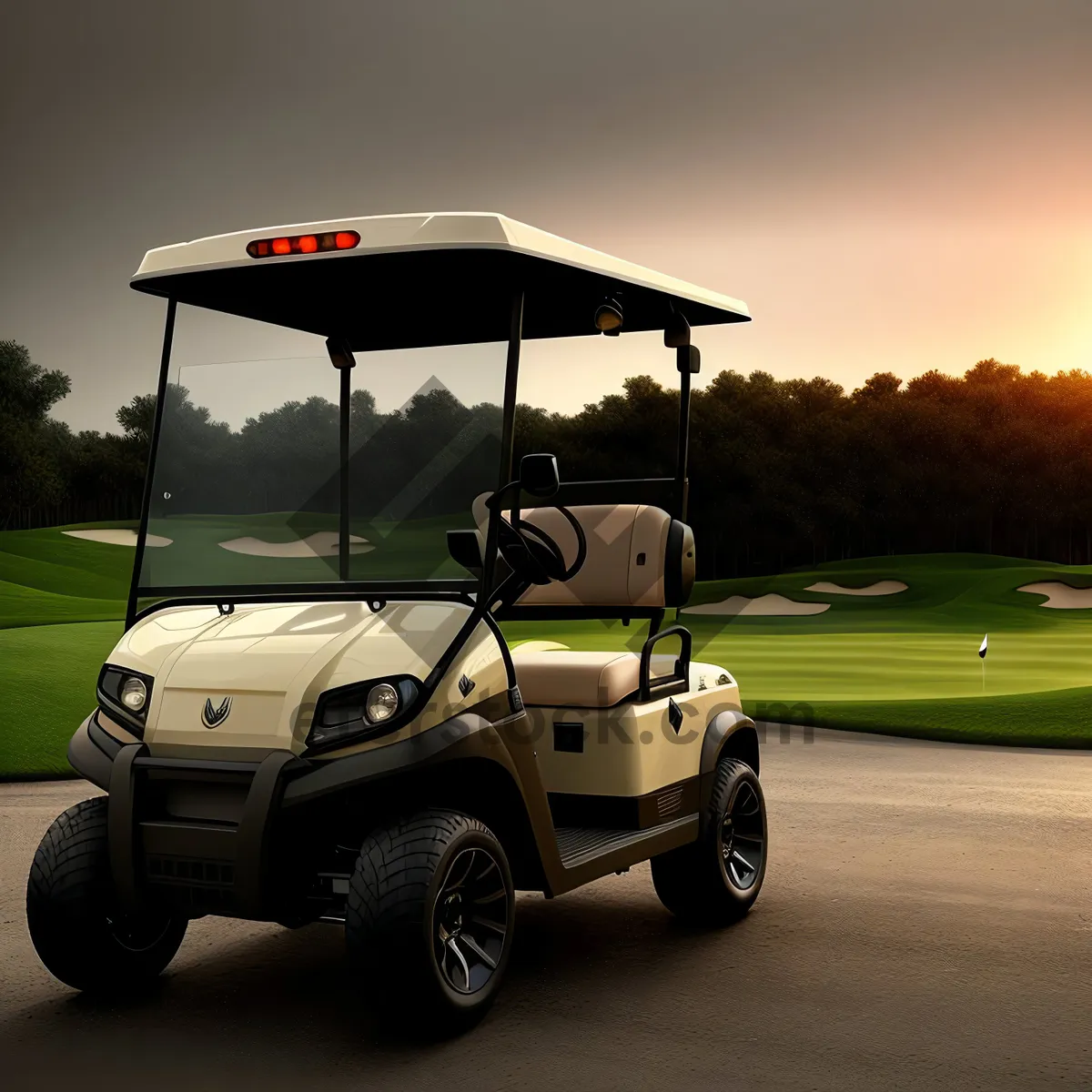 Picture of Summer Golf Cart on Green Grass