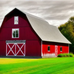 Rustic Farmhouse Nestled in Countryside Landscape