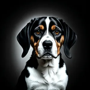 Purebred Swiss Mountain Dog posing in studio