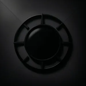 Shiny Black Acoustic Design Icon: Digital Button with Light Curve