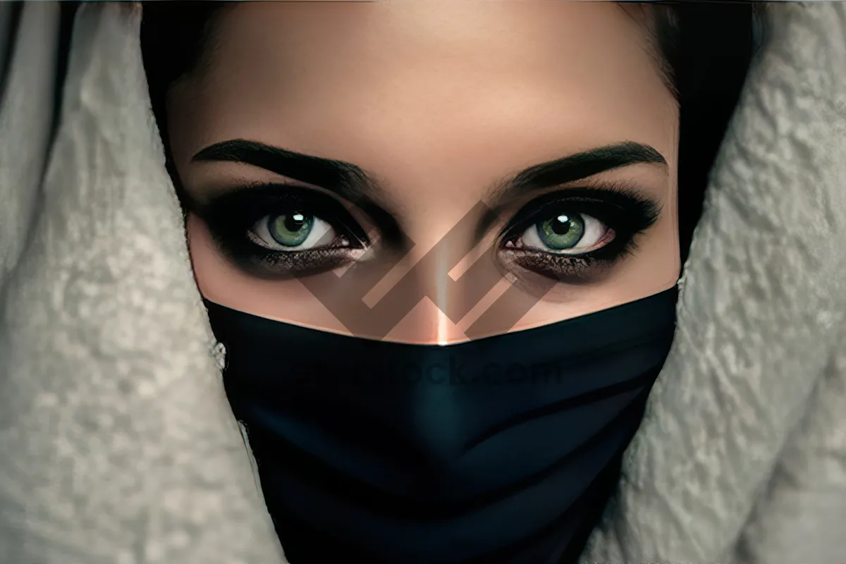 Picture of Stylish model in ski mask and makeup