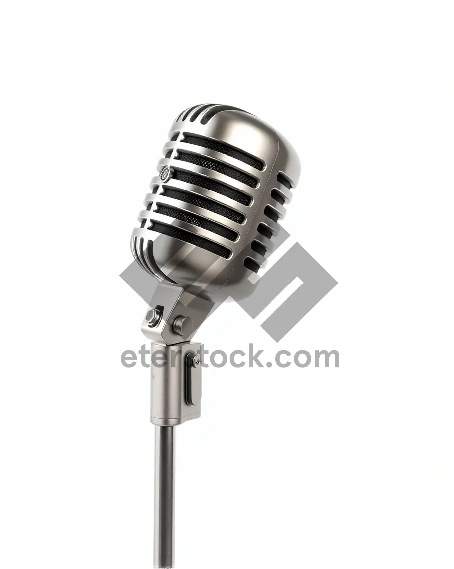 Picture of Vintage microphone on stage during live concert performance.