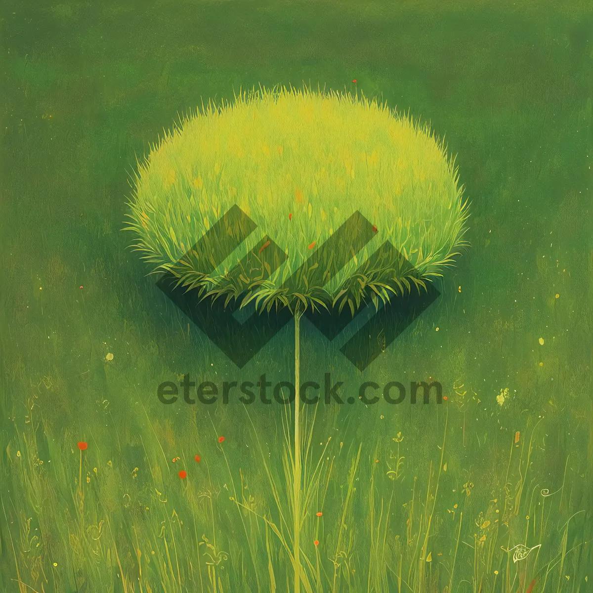 Picture of Vibrant Dandelion Green in Summer Field