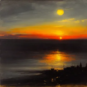 Golden Horizon: Vibrant Sunset over the Ocean