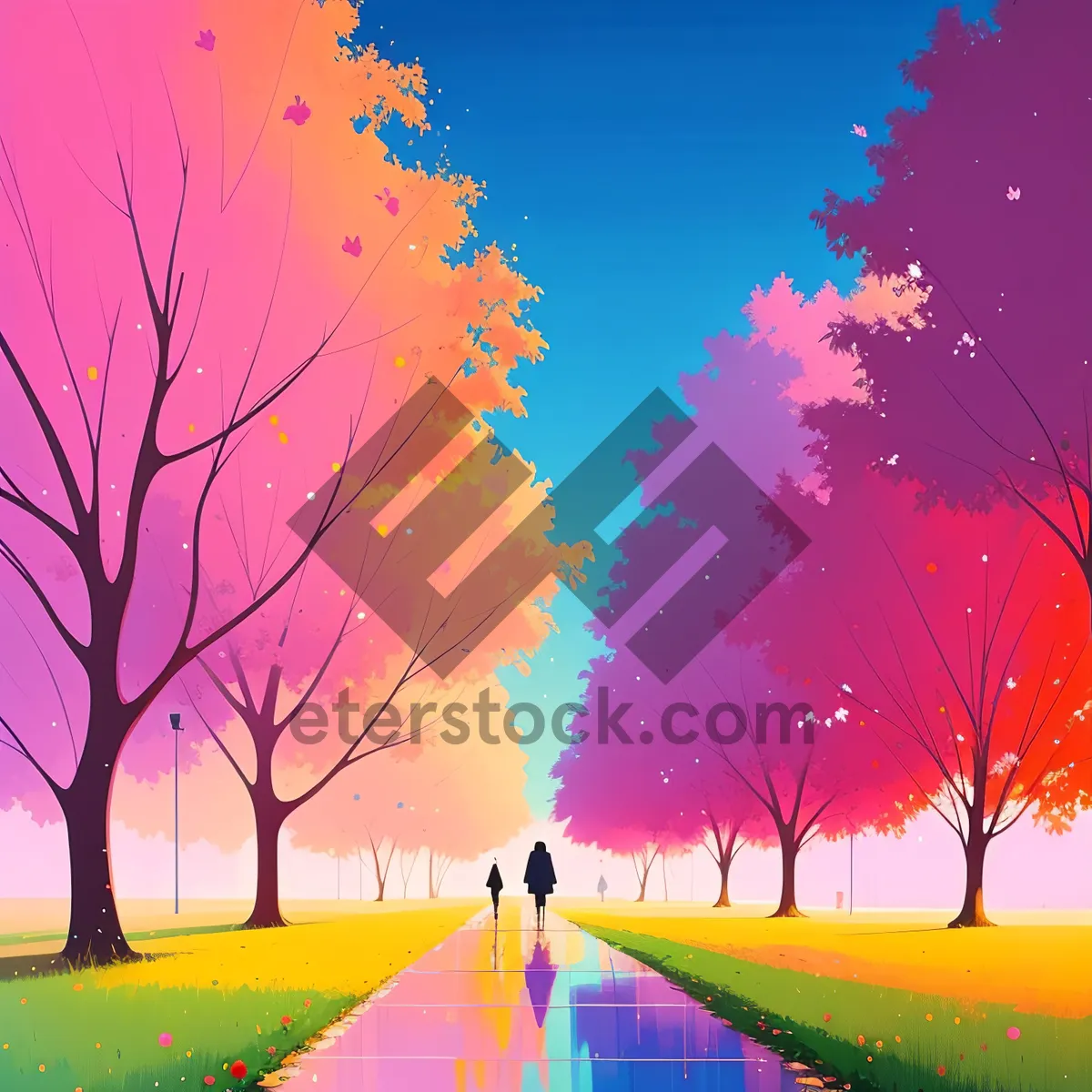 Picture of Starry Meadow Landscape with Bright Sunlight