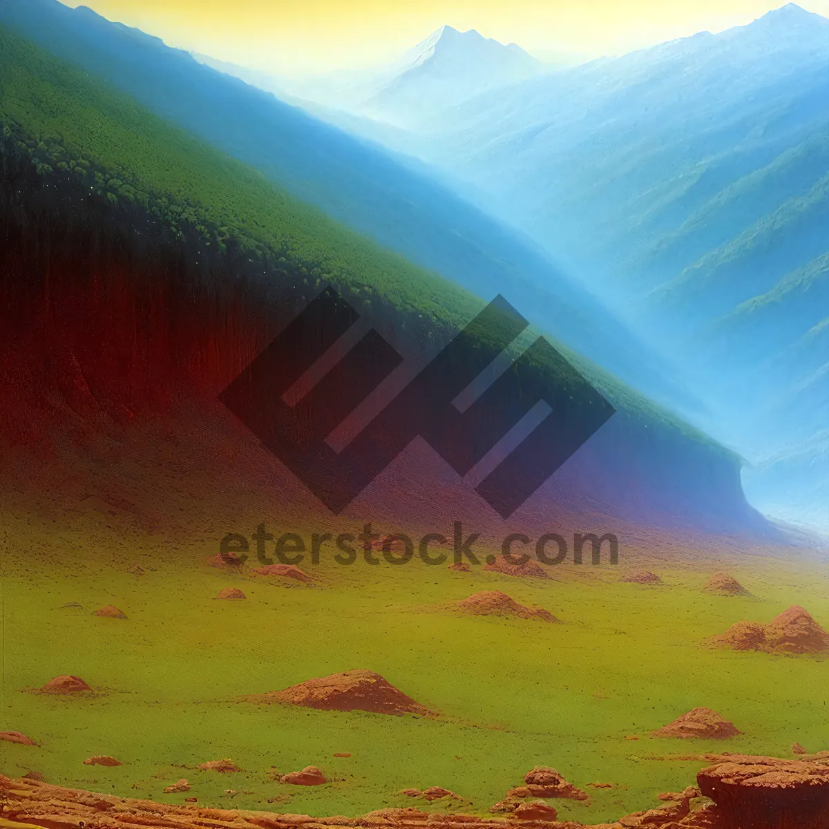 Picture of Scenic mountain landscape under the sun