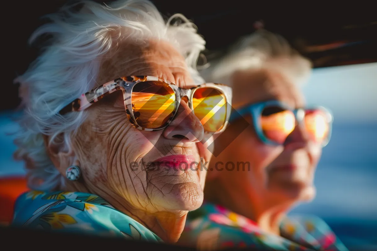 Picture of Fashionable person wearing stylish sunglasses with a smile