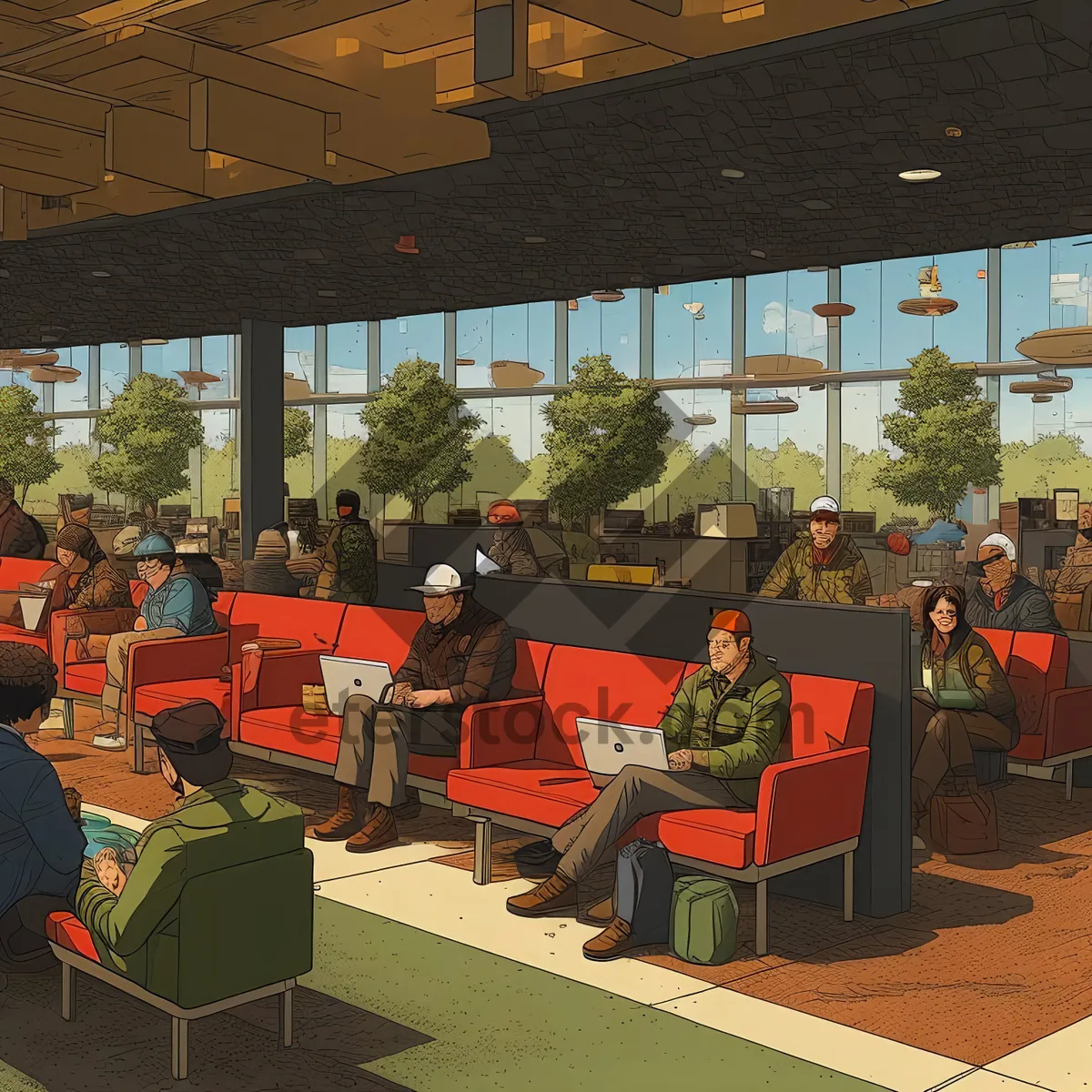 Picture of Modern Furniture Setup in Chic Restaurant Interior