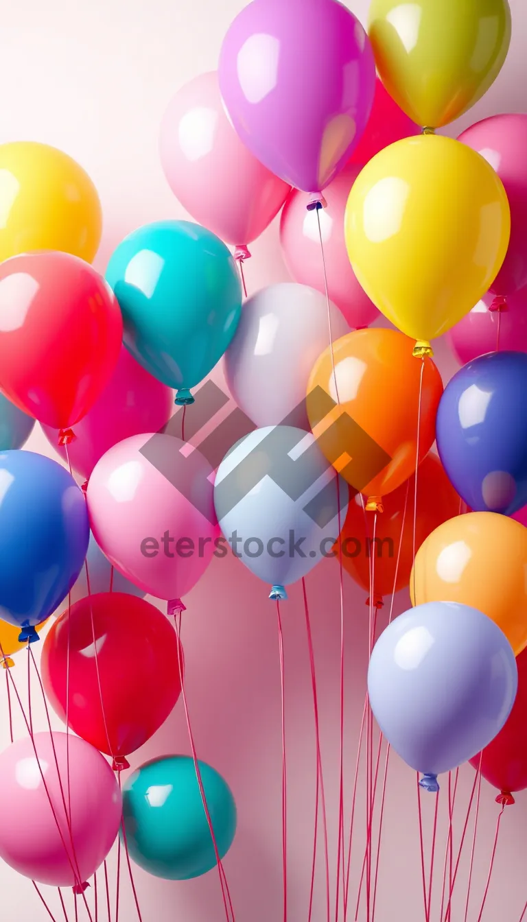 Picture of Colorful Birthday Party Balloons Float in Air