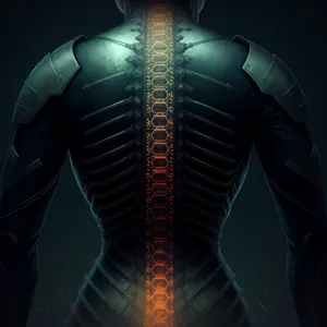 Male Anatomy X-Ray in Black Leather Body Armor