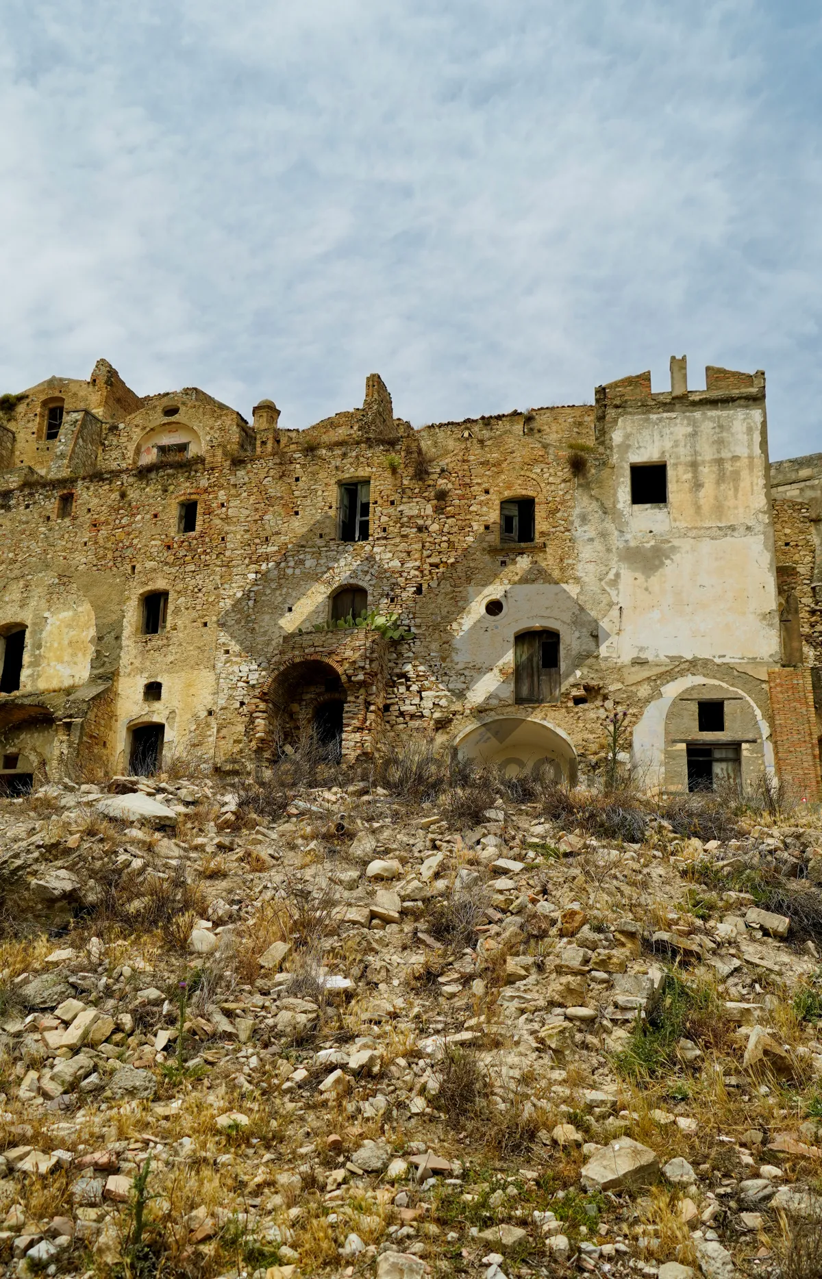 Picture of Medieval Castle on Hilltop Fortress Tower Stone Wall