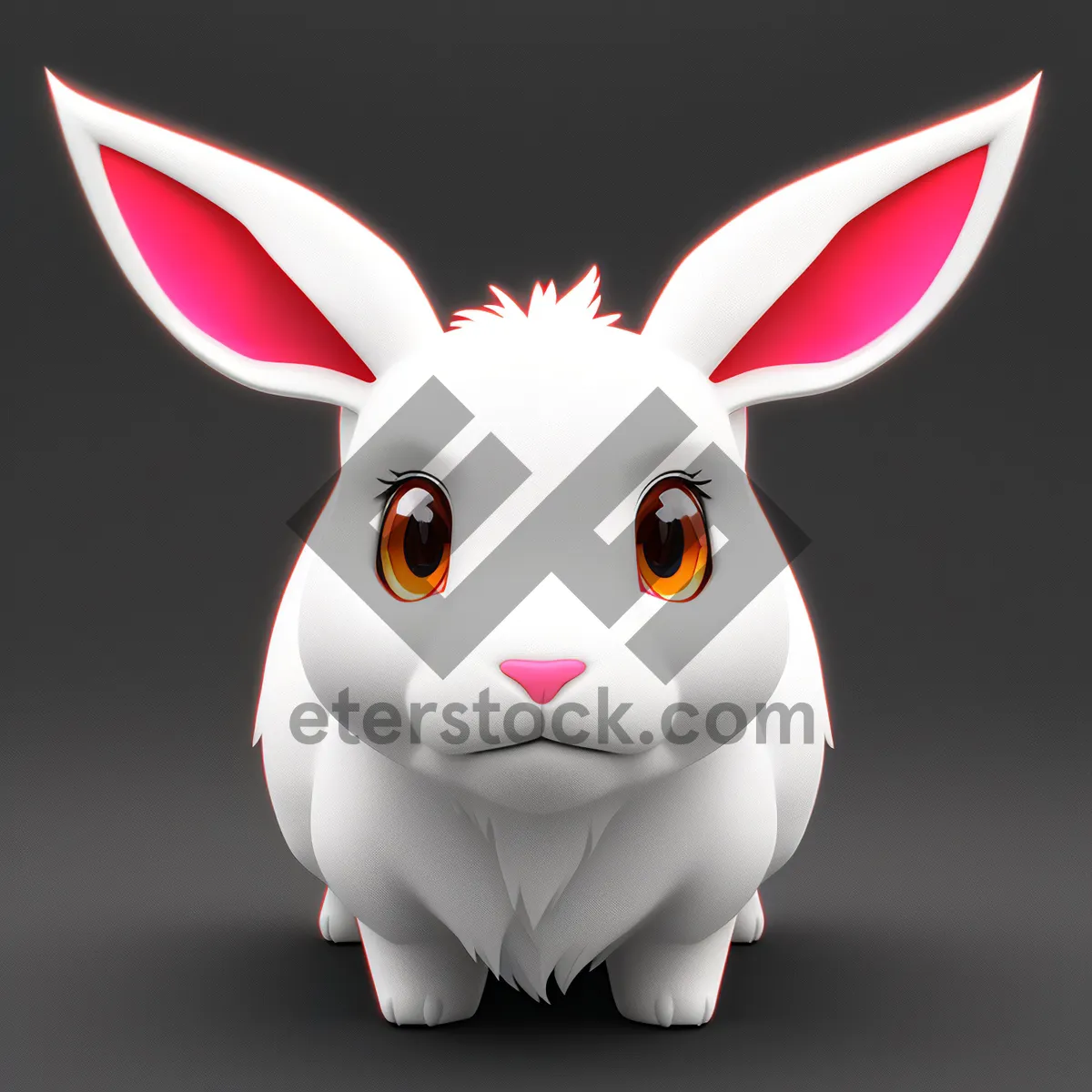 Picture of Cute Cartoon Rabbit Piggy Bank with Money