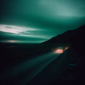 Sunset Horizon Over Rural Mountain Road