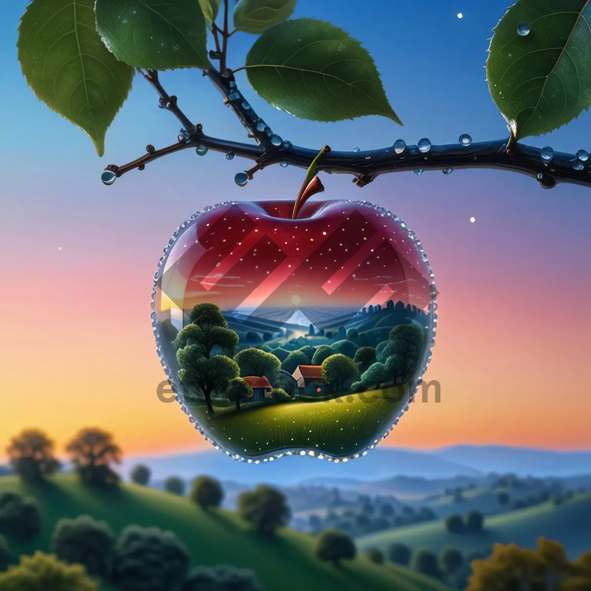 Picture of Shiny Winter Apple Decorations for Festive Holiday