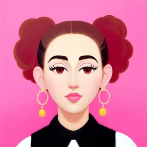 Fashionable Cartoon Model with Stylish Hair and Flawless Face