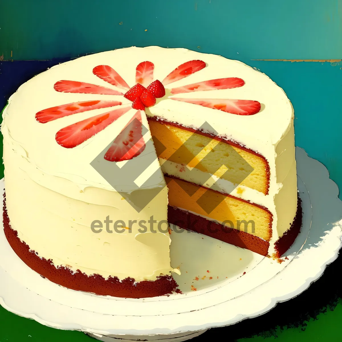 Picture of Delicious Dessert Plate with Fresh Cream and Sweet Bakery Treats