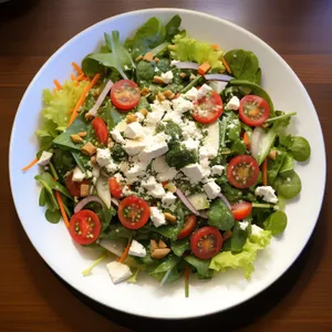 Grilled Beef Salad with Fresh Vegetables and Cheese