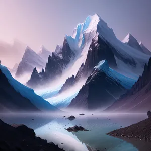 Majestic Glacier Peaks Towering Above Snowy Landscape