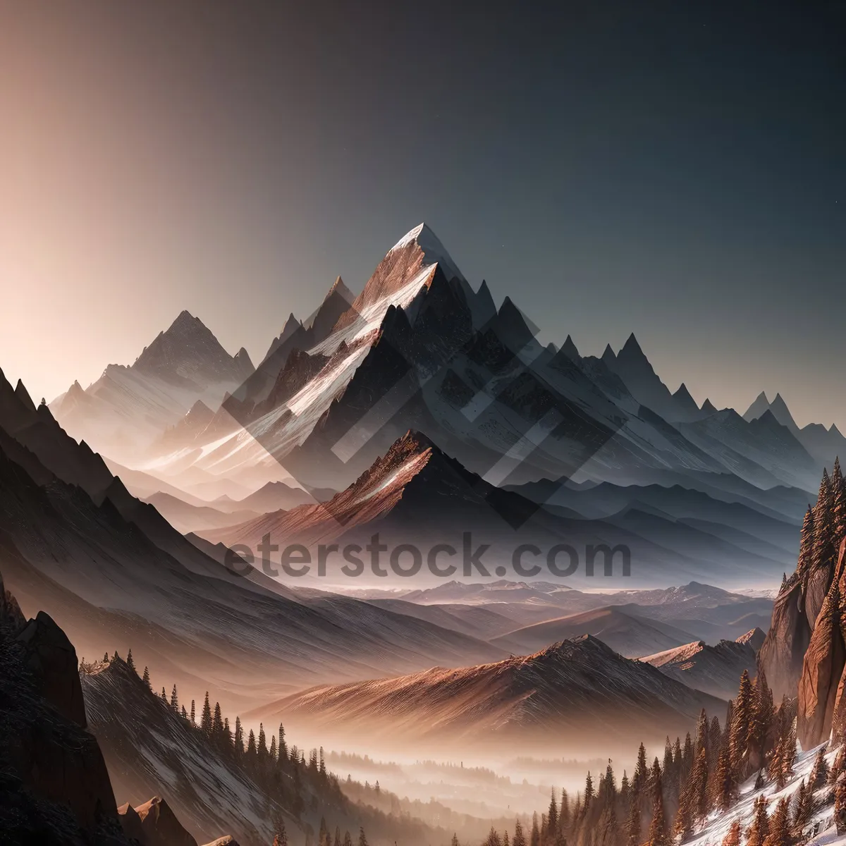 Picture of Snowy Alpine Peaks in Winter Wonderland