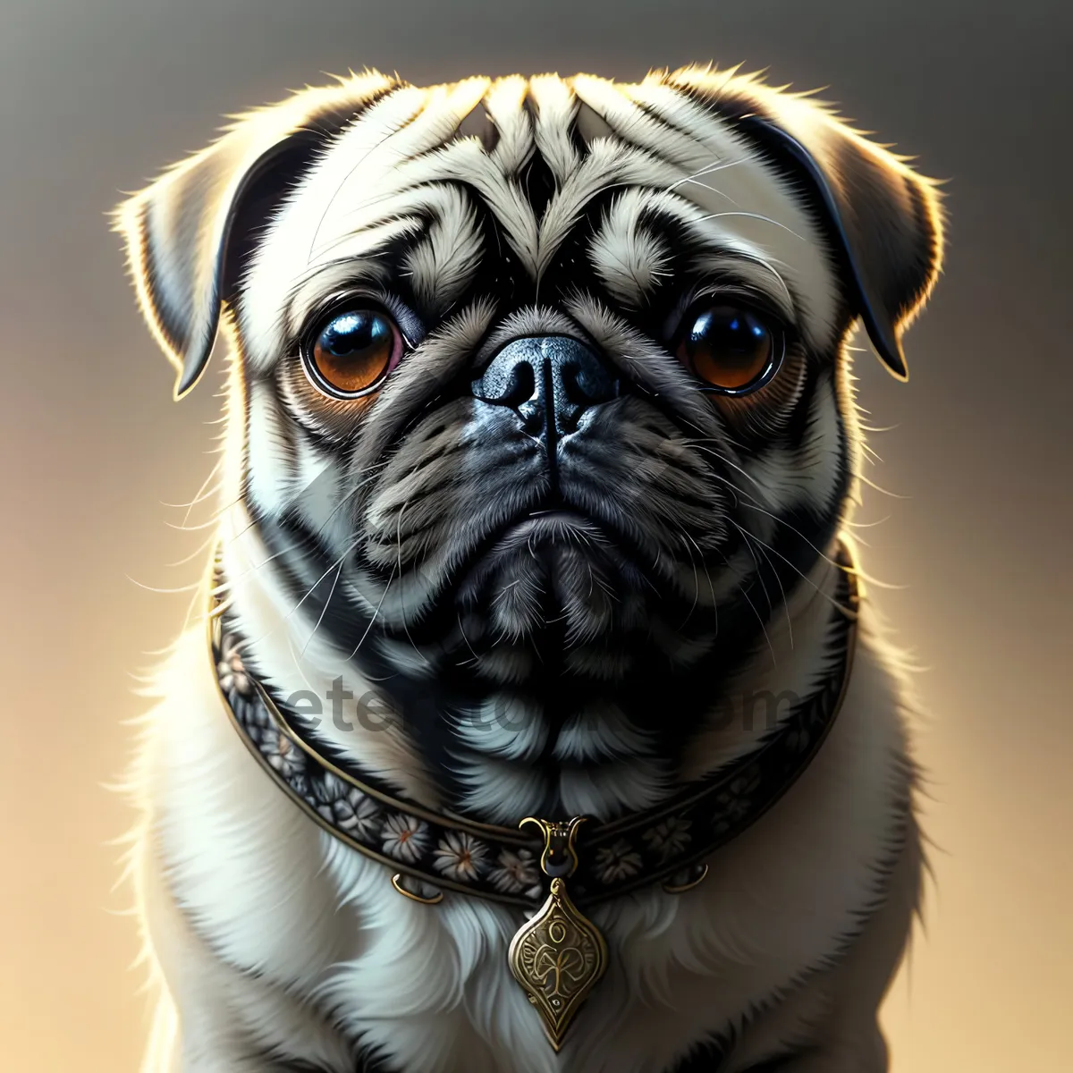 Picture of Cute Wrinkle-Faced Pug Puppy Portrait