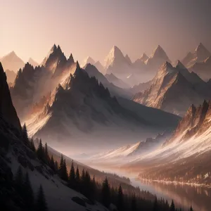 Serene Alpine Wonderland with Majestic Peaks