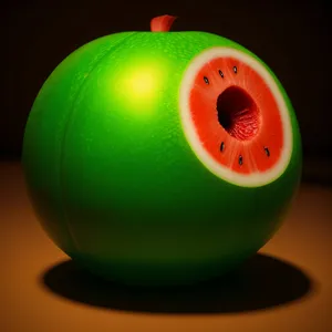 Apple Savings Game: Granny Smith Piggy Bank on Round Table