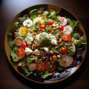 Healthy Gourmet Vegetable Salad with Cheese and Olives