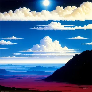 Serene Sunset over Ocean: Celestial Splendor