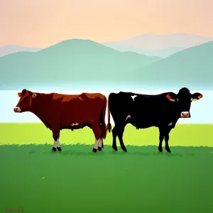 Serene Countryside Horizon with Grazing Livestock