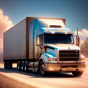 Fast-moving freight truck on busy highway