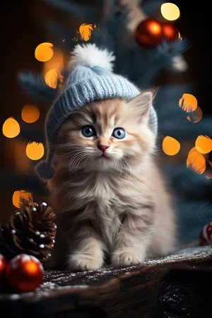 Curious kitten with fluffy fur and charming eyes