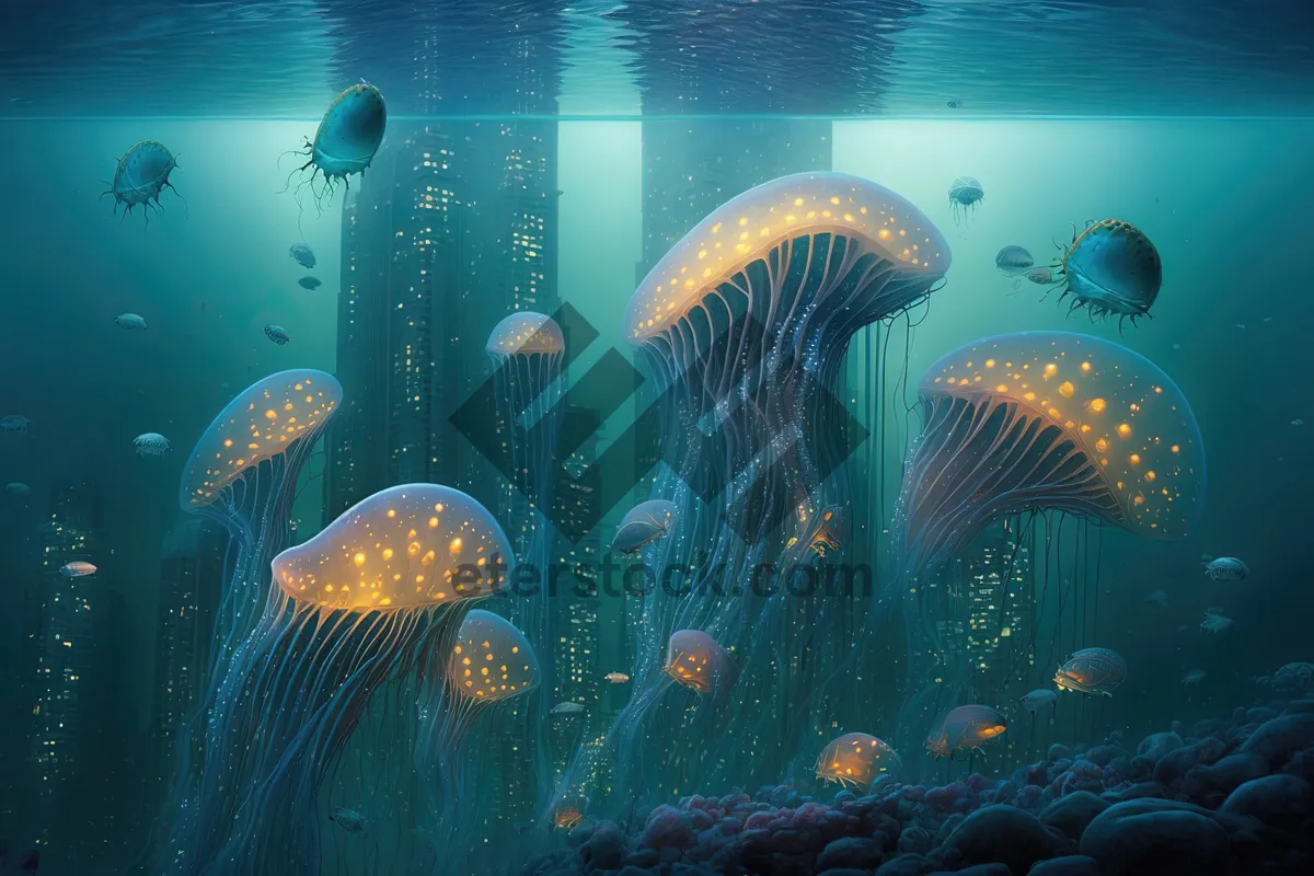 Picture of Ocean Jellyfish Underwater Marine Background Fish Sea Wildlife