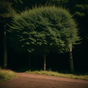 Serene Summer Meadow with Graceful Trees