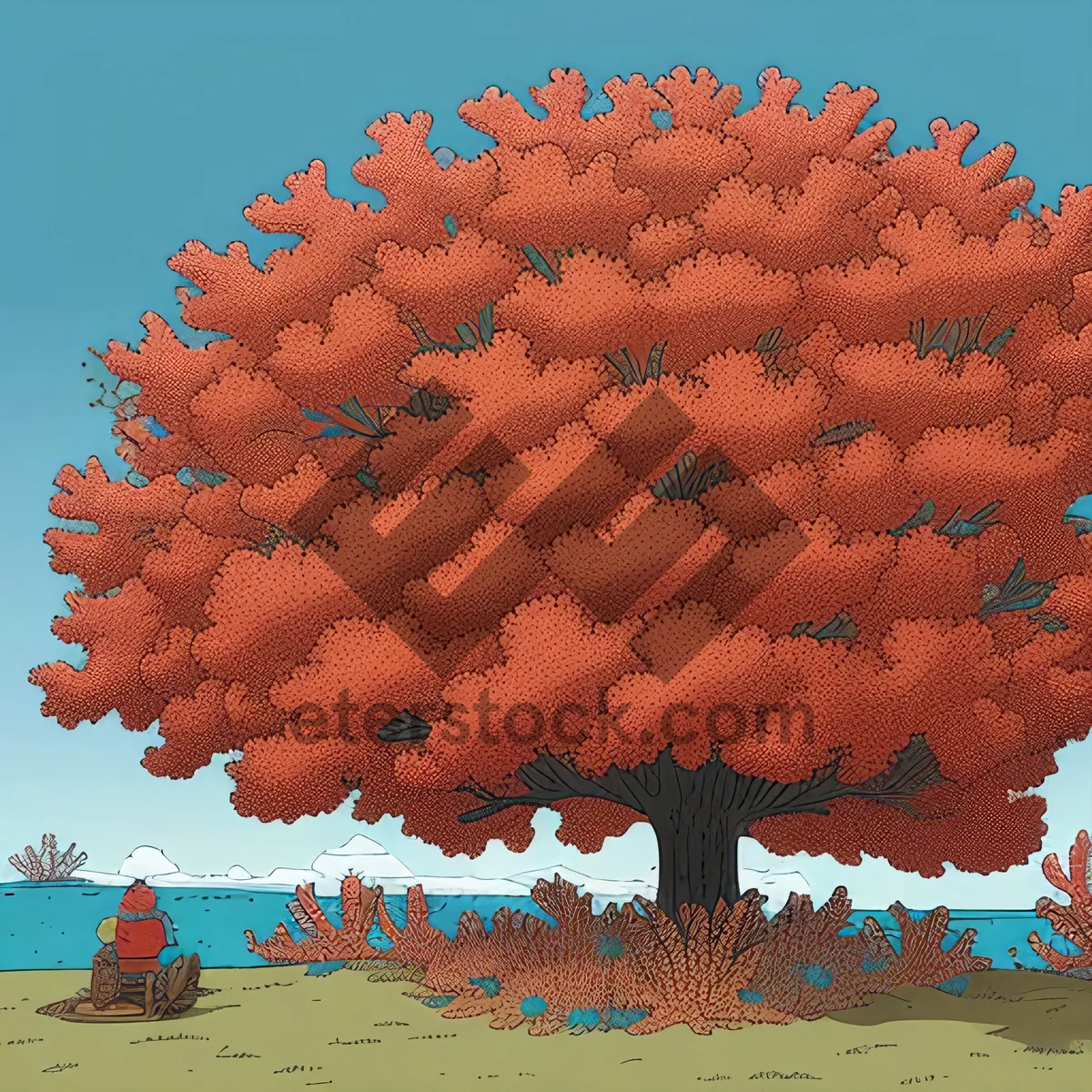 Picture of Vibrant Orange Carrot Texture on Tree