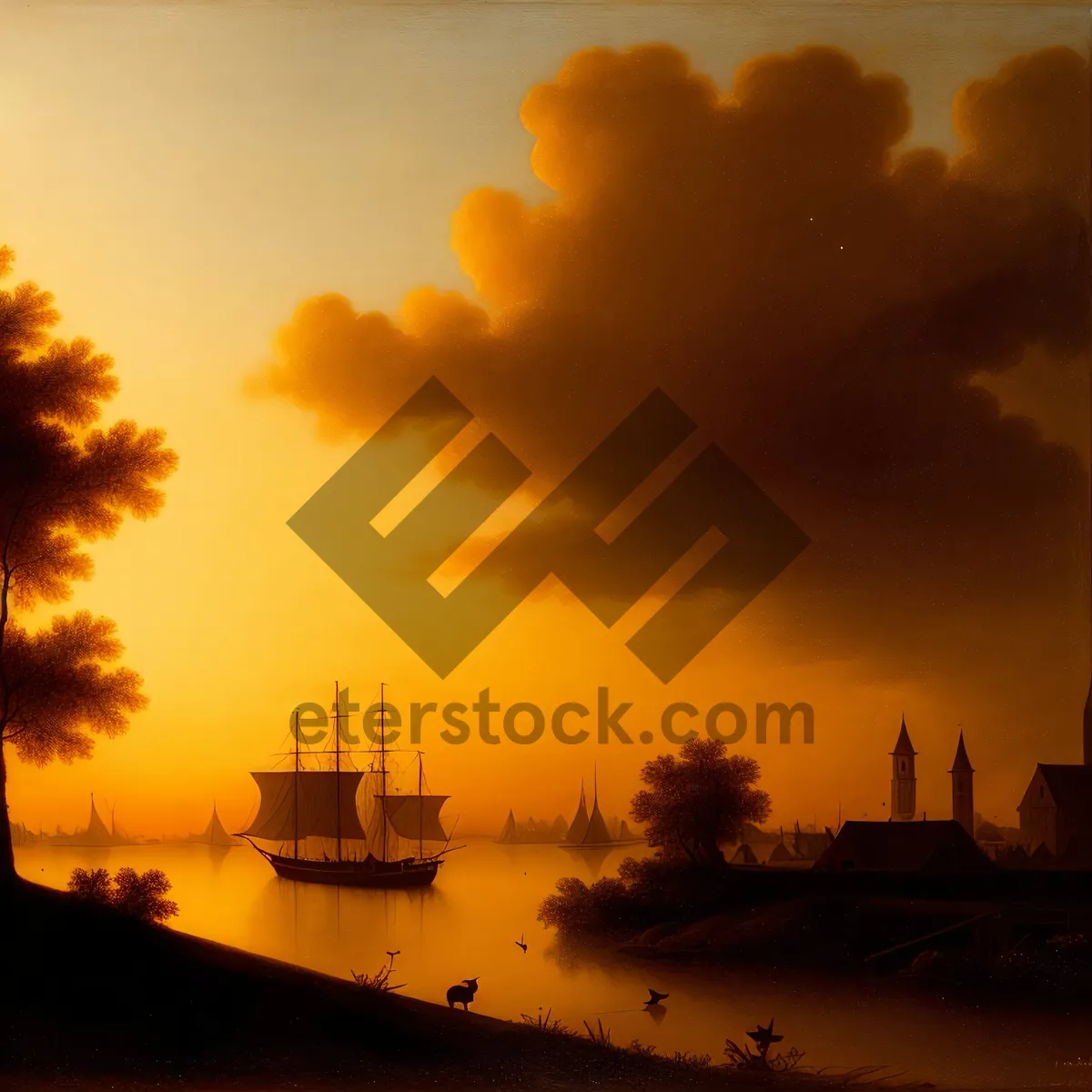 Picture of Golden Horizon over Urban Silhouette