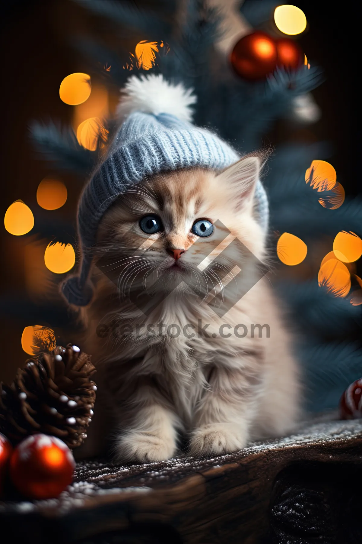 Picture of Curious kitten with fluffy fur and charming eyes