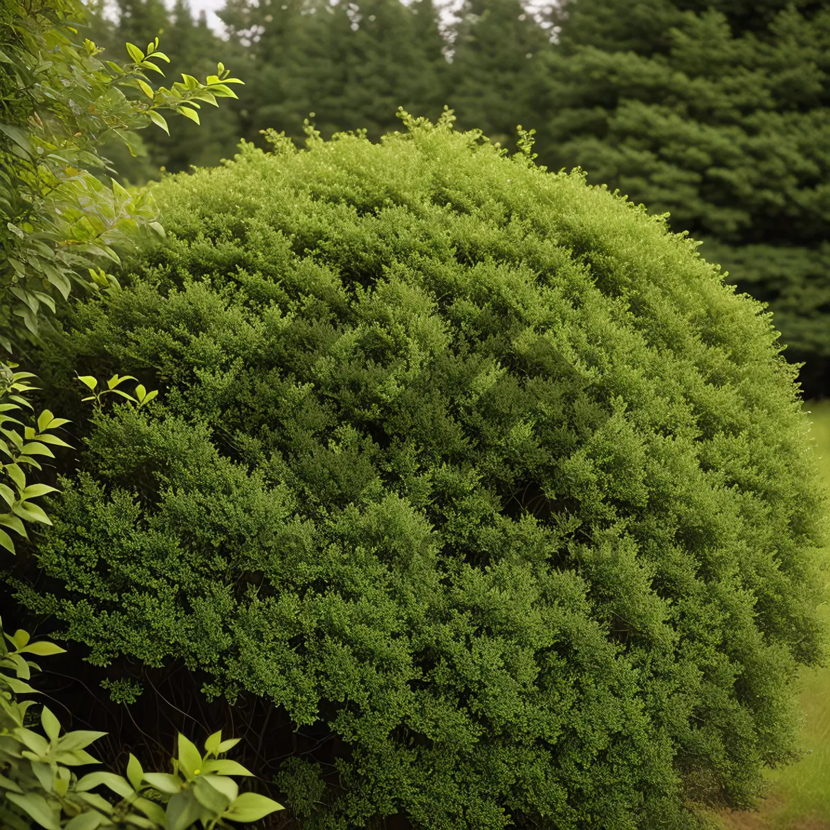 Picture of Lush Summer Landscape with Privet Shrub in Park