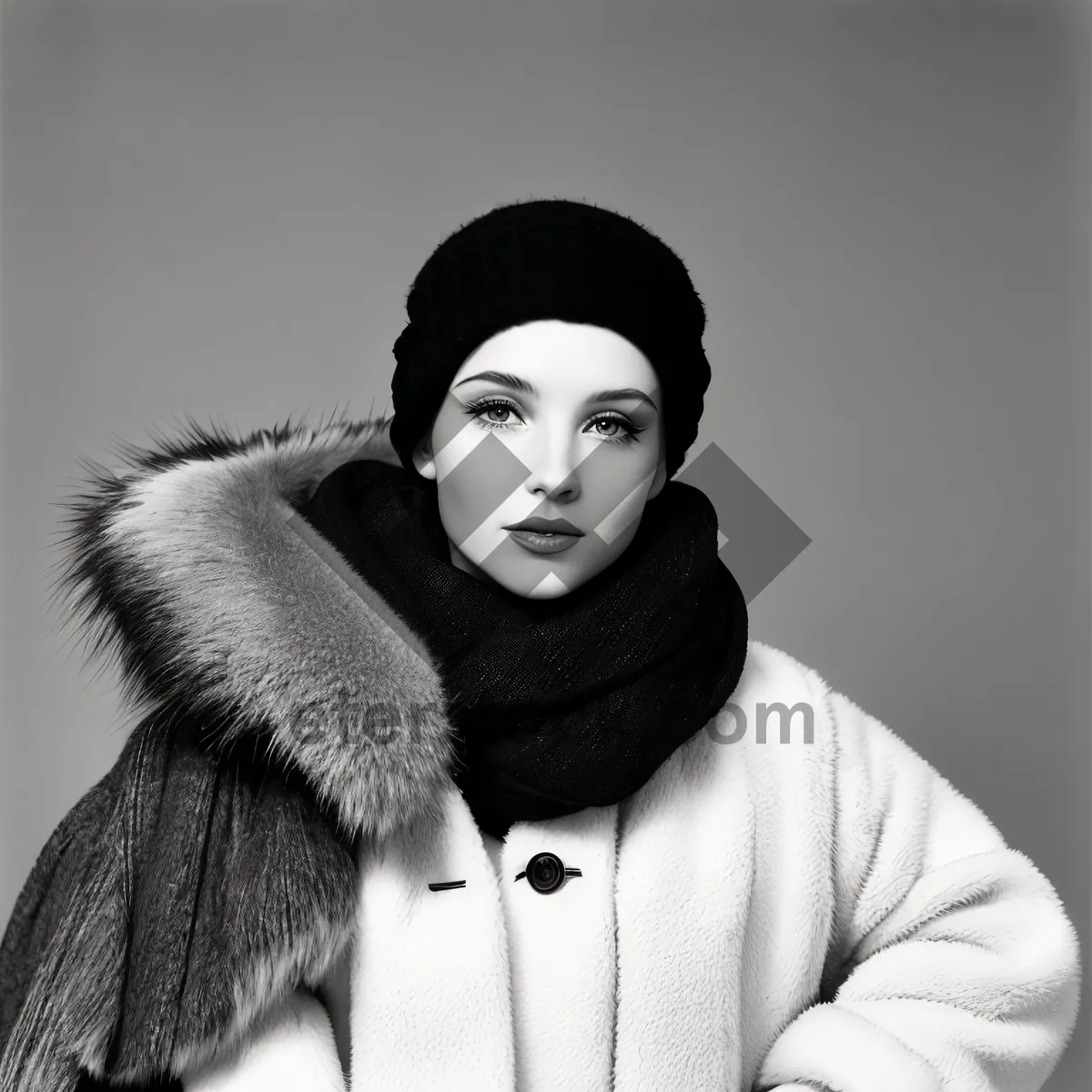 Picture of Stylish Winter Fashion Portrait with Cloak and Hat