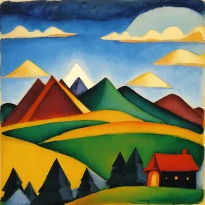 Patriotic National Flag Emblem with Golf Equipment