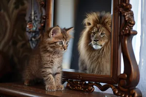 Majestic Lion with Piercing Eyes and Furry Mane