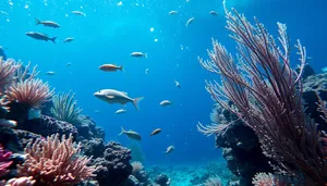 Colorful Coral Reef in Sunlight with Tropical Fish