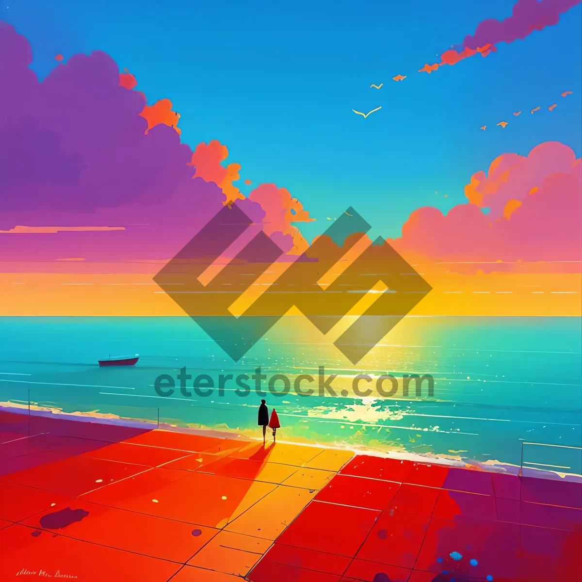 Picture of Golden Horizon: Captivating Sunset on a Tranquil Beach