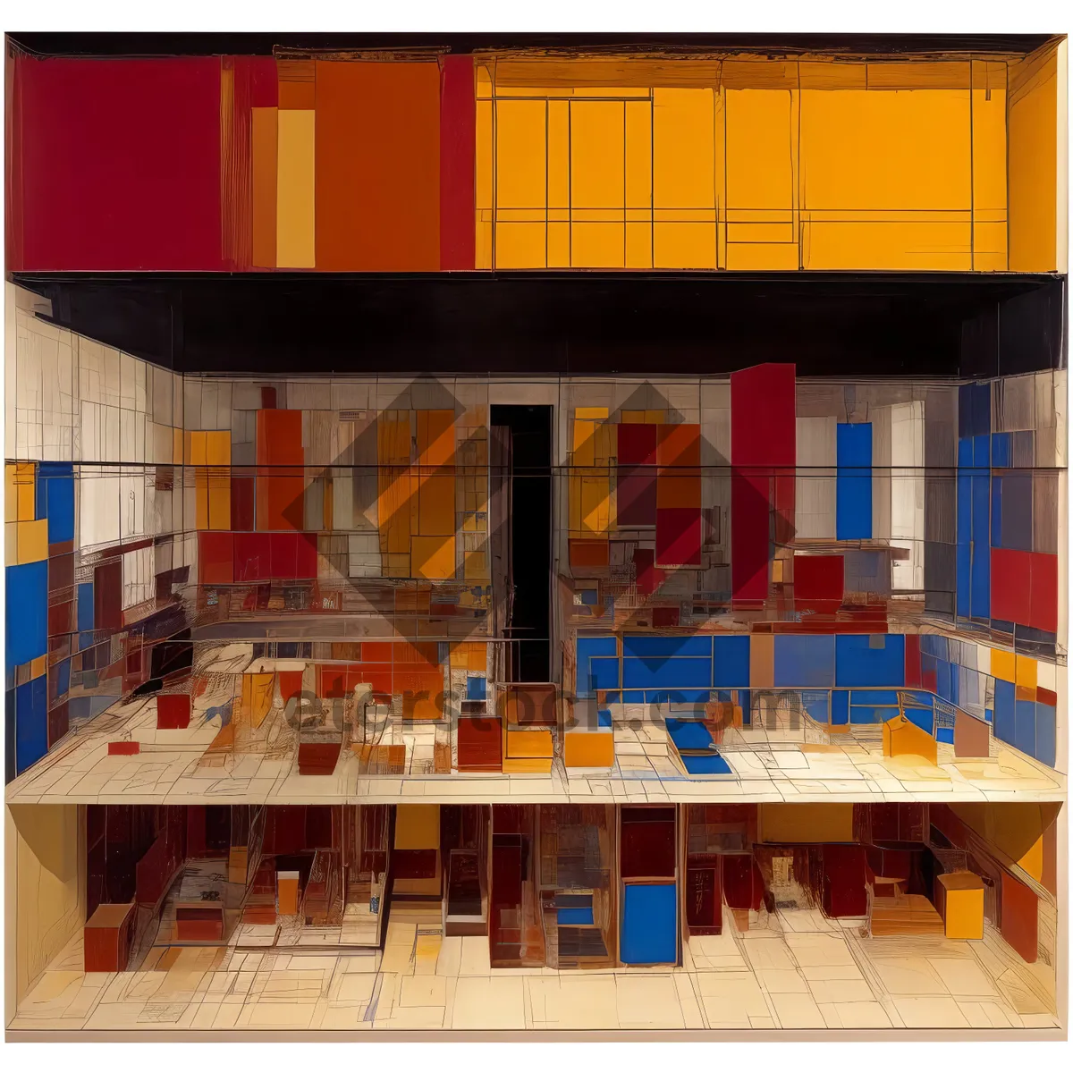 Picture of Modern Library Interior with Books and Furniture.