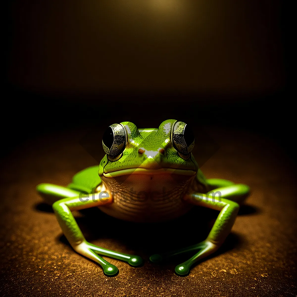 Picture of Bulging-eyed Tree Frog Peeking Through Leaves