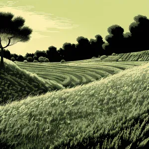 Bountiful Farmland: Rice Field Agri-scape under Summery Skies