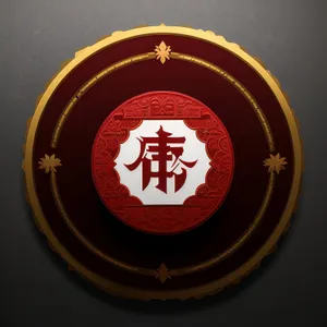 Japanese wax seal round icon button design