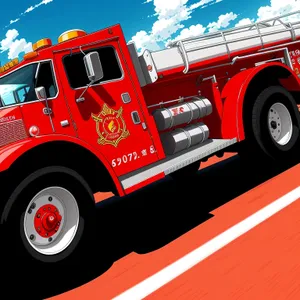 Emergency Fire Engine-Rescue Truck on Road
